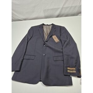 Prontomoda Suit Jacket Mens 42L Navy Super 140s Merino Wool Oxford 2B NWT
